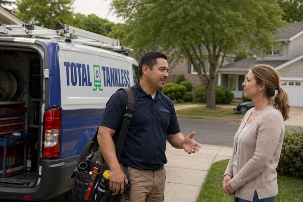 Tankless Flushing & Descaling technician arrival