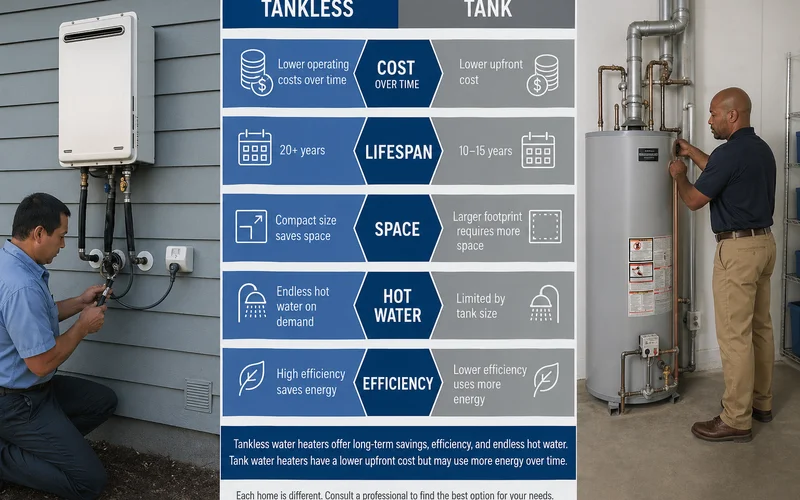 Tank vs tankless feature comparison chart