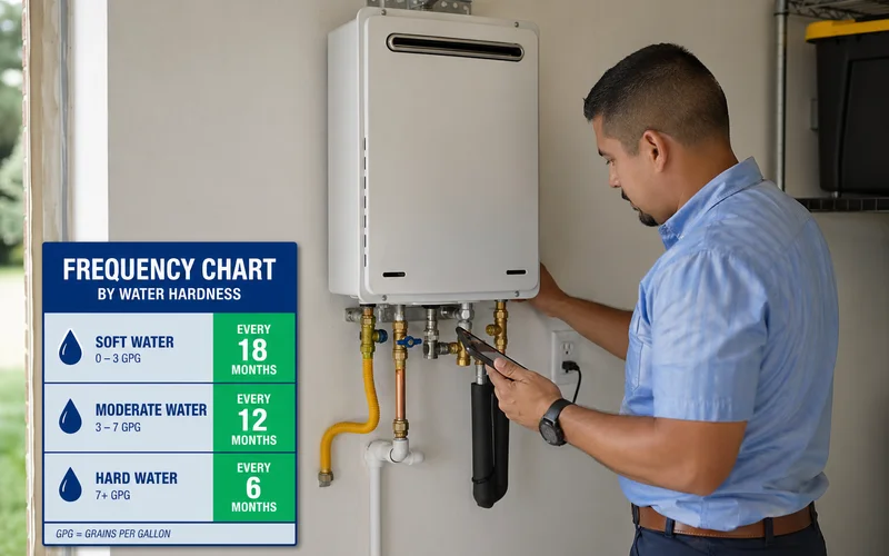 Flush frequency by water hardness chart