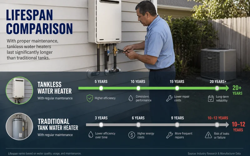 Tankless lifespan timeline vs tank