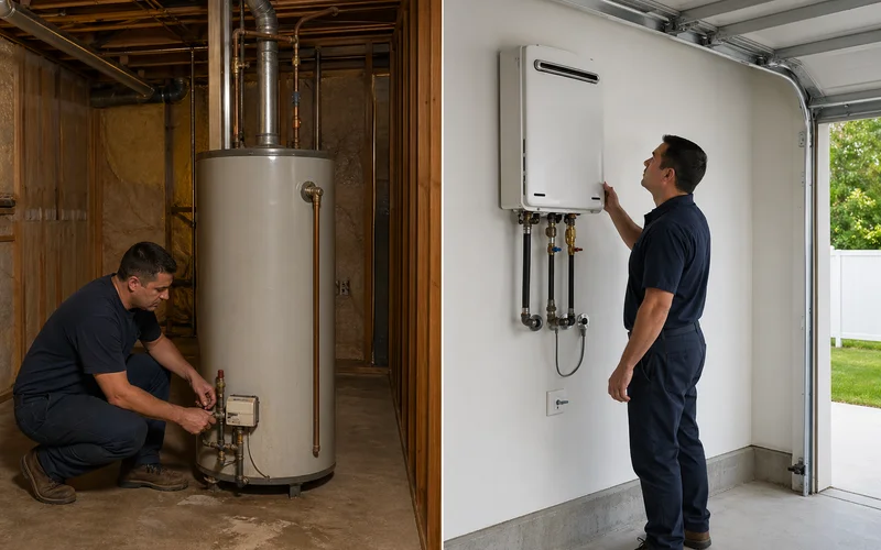 Tank vs tankless visual comparison