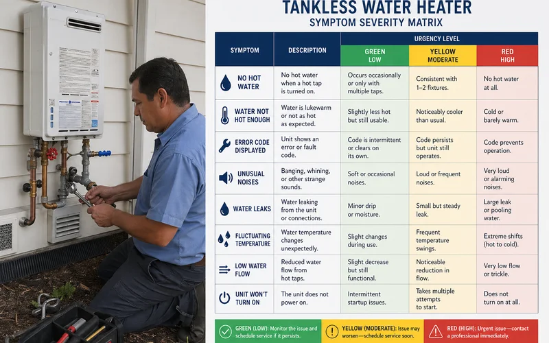 Tankless symptom severity matrix