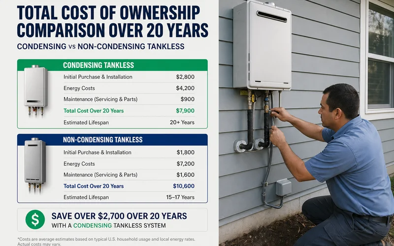 20-year TCO comparison condensing vs non-condensing