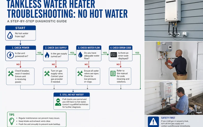 No-hot-water troubleshooting flowchart