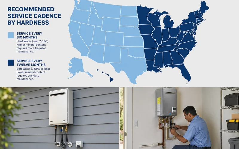 US water hardness map for service cadence