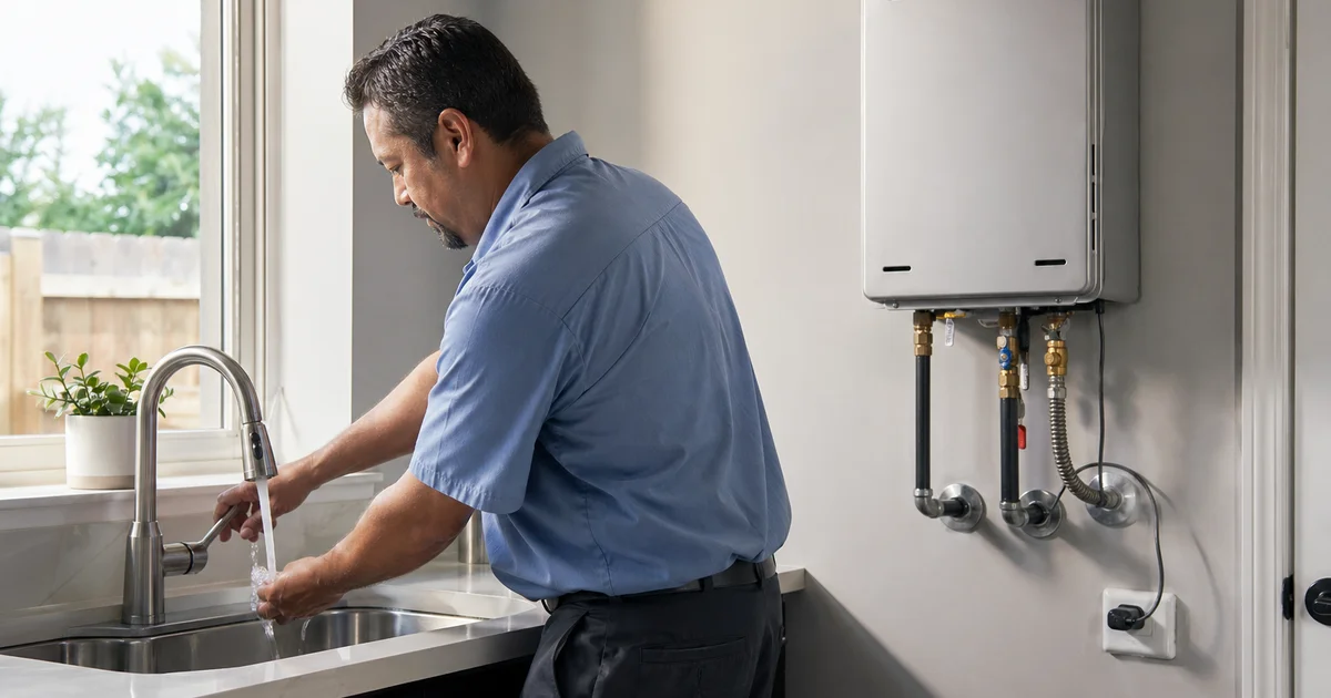Hand testing water flow at kitchen sink