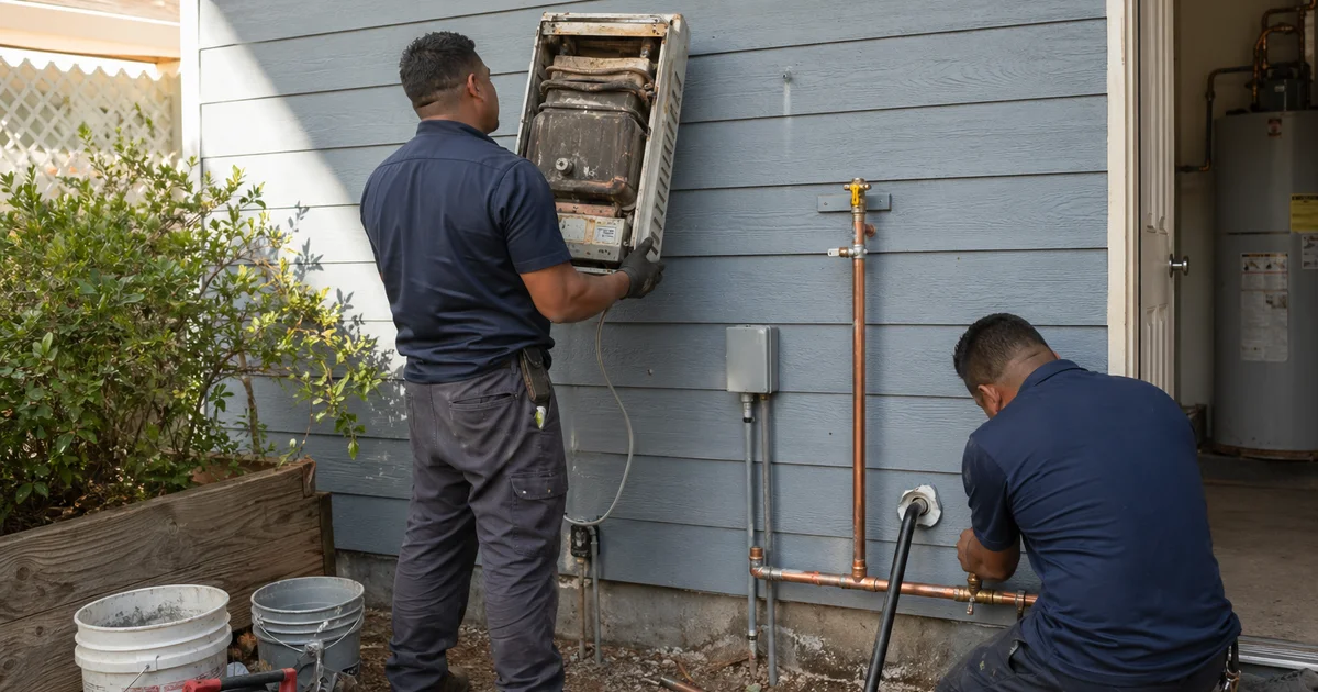Electric-to-gas tankless conversion in progress