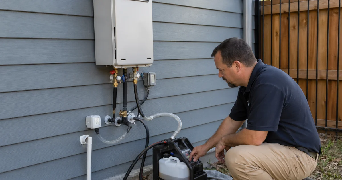 Tankless descaling pump in operation