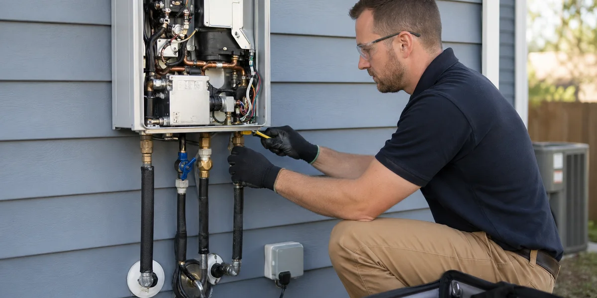 Tankless Flushing & Descaling in progress